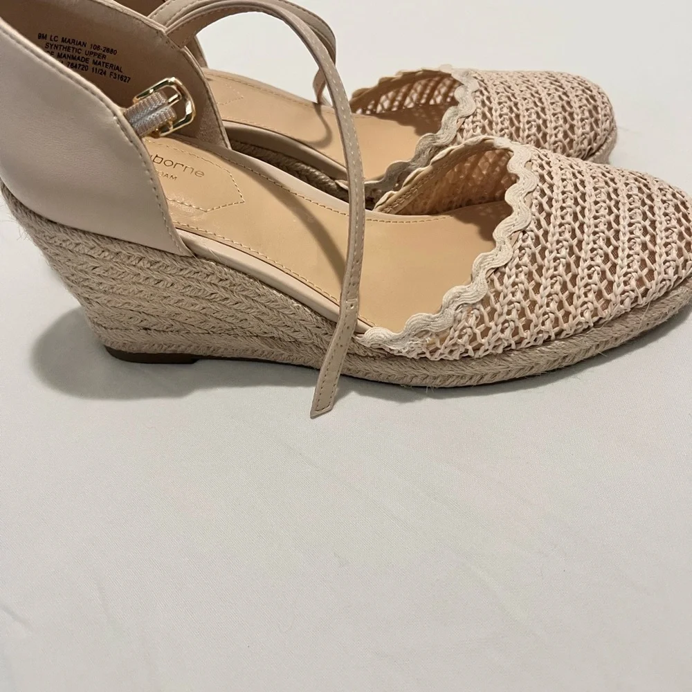 Liz Claiborne Cream Espadrille Sandals with Ankle Strap